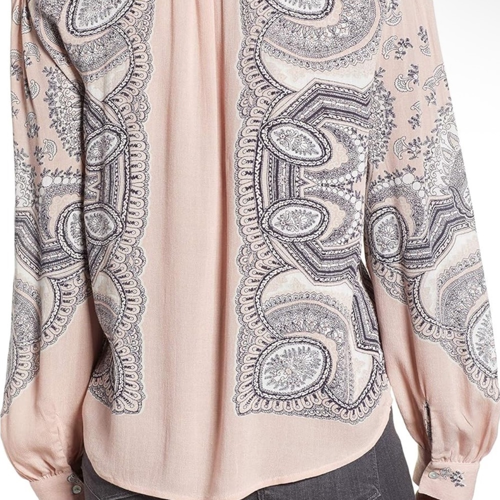 Lucky Brand Blouse with Pink and Gray Paisley - Picture 2 of 4